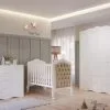 Quarto De Bebê 3 Peças Com Berço Capitonê Cômoda 4 Gavetas E Guarda Roupa 4 Portas 4 Gavetas Aquarela Espresso Móveis