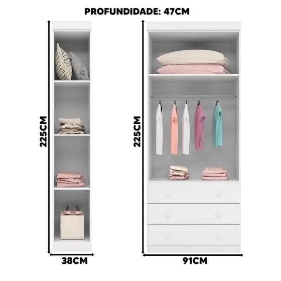 Quarto De Bebê 4 Peças 100% MDF Branco Elias Shop JM Baby - Image 3