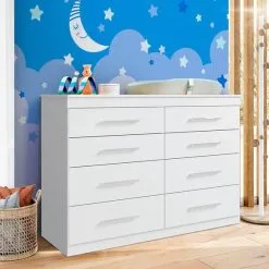 Cômoda De Bebê 8 Gavetas Branca Happy Shop JM - BATROL
