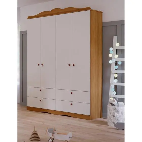 Quarto De Bebê 3 Peças Com Berço Capitonê Cômoda 4 Gavetas E Guarda Roupa 4 Portas 4 Gavetas Aquarel - Espresso Móveis - Image 10