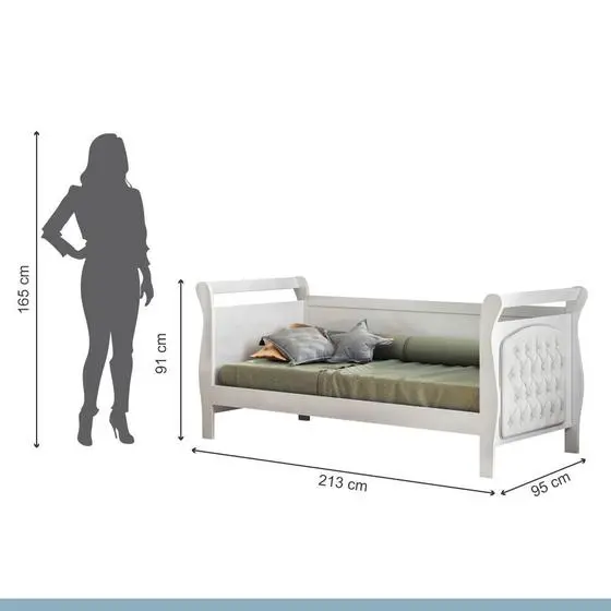 Cama Allegra Capitonê Tigus Baby - Material Sintético Branco/Branco - Image 6