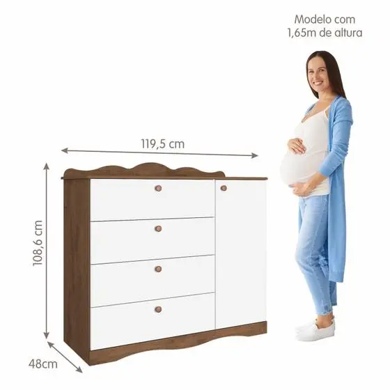Quarto De Bebê 3 Peças Com Berço Capitonê Cômoda 4 Gavetas E Guarda Roupa 4 Portas 4 Gavetas Aquarel - Espresso Móveis - Image 4