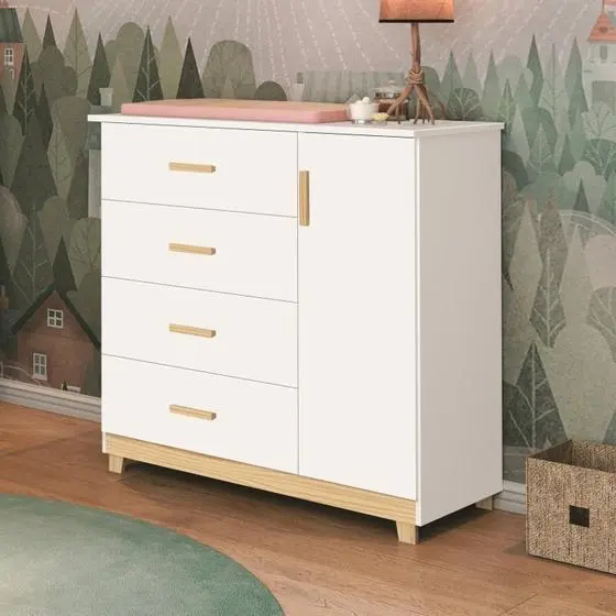 Quarto Para Bebê 1 Berço Americano E 1 Cômoda 1 Porta 4 Gavetas Móveis Bonatto - Image 4