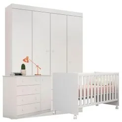 Quarto De BebĂȘ Helena Com Berço Doce Sonho Branco Brilho - Phoenix - Phoenix Baby