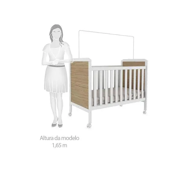 Kit Quarto Bebê Infantil Conjunto MDF Berço Americano Cômoda Armário Guarda Roupa Cor Madeira Branco - Peroba - Image 15