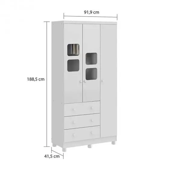 Quarto De Bebê Com Guarda Roupa 1 Porta Com Janela E Berço 100% MDF Uli Móveis Peroba - Image 3