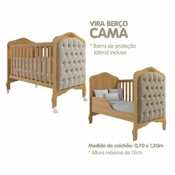 Quarto De Bebê 3 Peças Com Berço Capitonê Cômoda 4 Gavetas E Guarda Roupa 4 Portas 4 Gavetas Aquarel - Espresso Móveis - Image 6