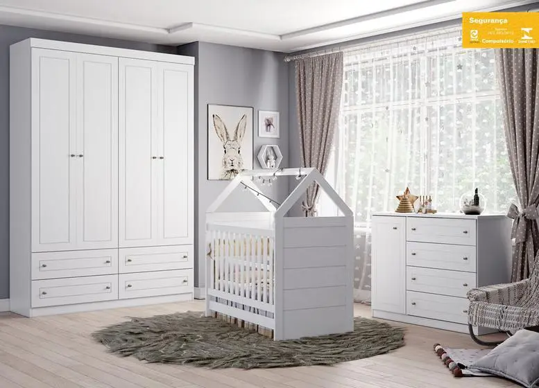 Jogo De Quarto Bebe Infantil Completo Americano Branco - Henn - Image 2