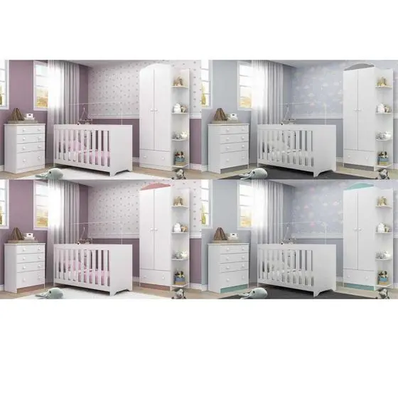 Quarto Infantil Completo C/ Berço 3x1 E Colchão Incluso Multimóveis João E Maria FG3034 Bco/Colorido - Image 7