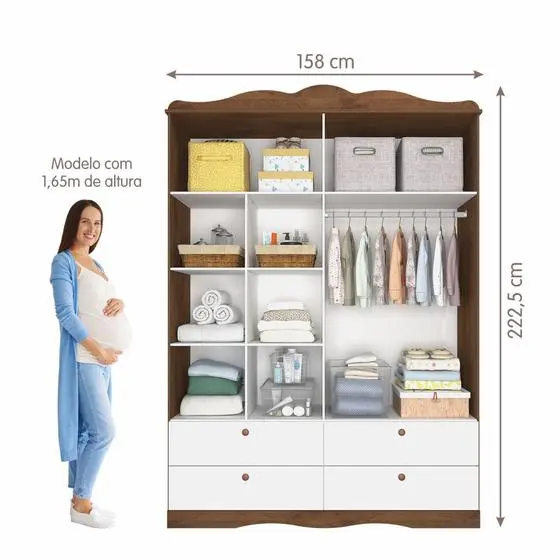 Quarto De Bebê 3 Peças Com Berço Capitonê Cômoda 4 Gavetas E Guarda Roupa 4 Portas 4 Gavetas Aquarel - Espresso Móveis - Image 8