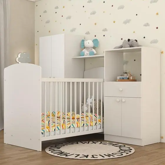 Quarto Infantil Com Colchão Incluso Meu Bebê Multimóveis Branco - Image 2