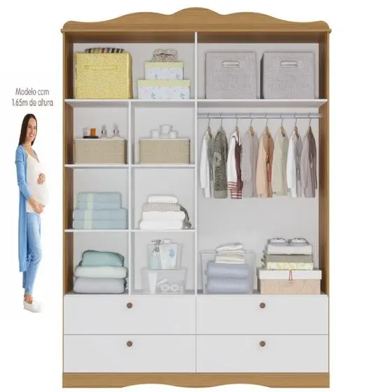 Quarto De Bebê 3 Peças Com Berço Capitonê Cômoda 4 Gavetas E Guarda Roupa 4 Portas 4 Gavetas Aquarel - Espresso Móveis - Image 11