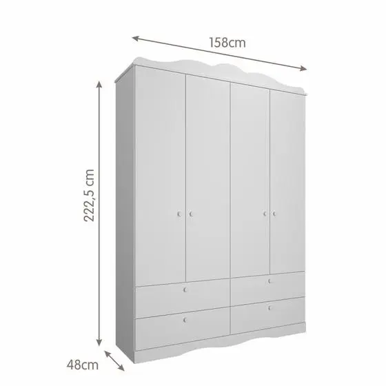 Quarto De Bebê 3 Peças Com Berço Capitonê Cômoda 4 Gavetas E Guarda Roupa 4 Portas 4 Gavetas Aquarela Espresso Móveis - Image 9