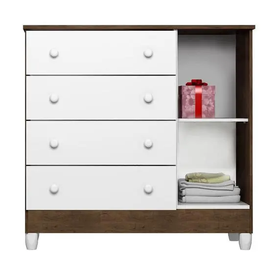 Quarto De Bebê Guarda Roupa 4 Portas Cômoda Ariel Berço 3 Em 1 Gabrielle Amadeirado Carolina Baby - Image 6