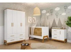 Móveis Peroba Quarto Completo Retro Bebê Moveis Peroba Guti Berço 5x1