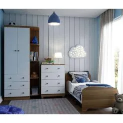 Quarto Infantil Mini Cama, Cômoda 4 Gavetas E Guarda-Roupa 2 Portas Smim Uli Júnior Espresso Móveis