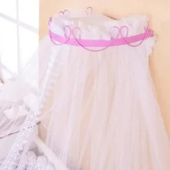 Suporte Dossel Infantil Arabesco + Mosquiteiro De Voil - Amora Casa