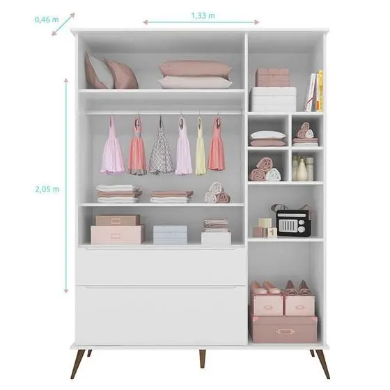 Quarto De Bebê Alice Com Berço Americano Retrô Ana Branco Acetinado Phoenix - Phoenix Baby - Image 3