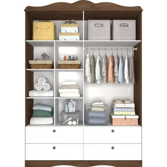 Quarto De Bebê 3 Peças Com Berço Capitonê Cômoda 4 Gavetas E Guarda Roupa 4 Portas 4 Gavetas Aquarel - Espresso Móveis - Image 9