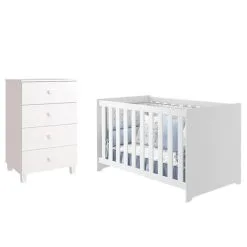 Cômoda Gaveteira Gino E Berço Americano Mali Branco Acetinado Reller