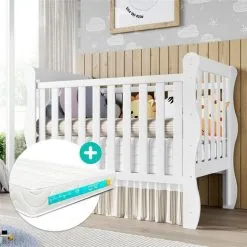 Berço Americano 3 Em 1 Mila Branco Com Colchão Grão De Gente