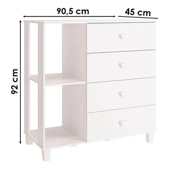 Quarto De Bebê Com Cômoda Infantil Sapateiro Gino E Berço Americano Mali Branco Acetinado Com Colchão Ortobom Reller - Image 6