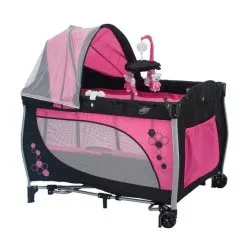 Berço Portátil Com Balanço Trocador Rosa Baby Style