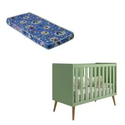 Berço Americano Isis Botânico Acetinado Com Colchão Ortobom - Reller