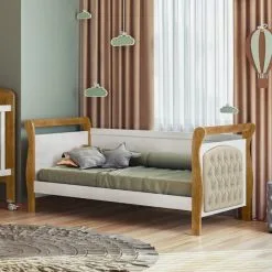 Cama Babá Infantil Com Capitonê Allegra Tigus Baby
