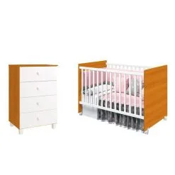 Cômoda Gaveteiro Gino E Berço Americano Tico Branco Savana Reller