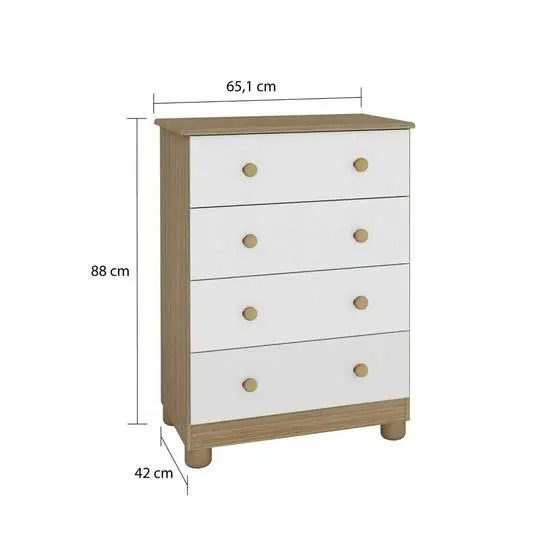 Kit Quarto Bebê Infantil Conjunto MDF Berço Americano Cômoda Armário Guarda Roupa Cor Madeira Branco - Peroba - Image 14