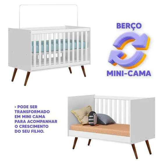 Quarto Completo De Bebê 4 Peças 100% MDF Branco Elias Shop JM Baby - Image 5