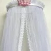Dossel De Coroa Rosa Menina E Mosquiteiro Com Renda - Berço De Luxo