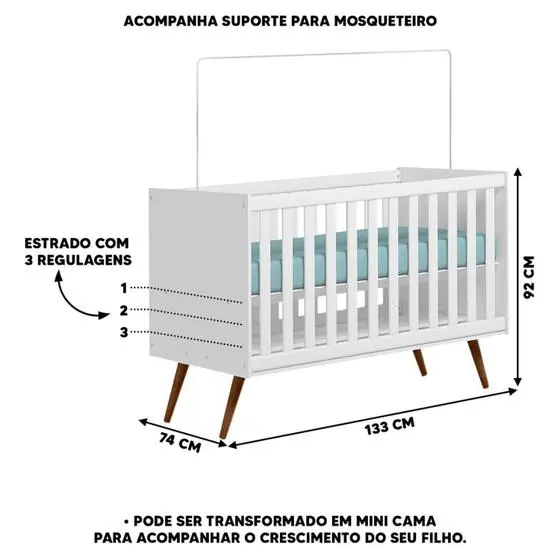 Quarto Completo De Bebê 4 Peças 100% MDF Branco Elias Shop JM Baby - Image 2