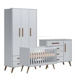 Quarto De Bebê Completo Qencanto Retrô Qmovi Cinza