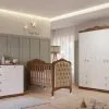 Quarto De Bebê 3 Peças Com Berço Capitonê Cômoda 4 Gavetas E Guarda Roupa 4 Portas 4 Gavetas Aquarel - Espresso Móveis