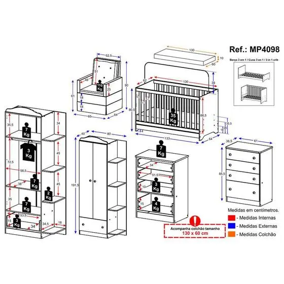 Quarto Completo Com Colchão E Poltrona De Amamentação João E Maria Multimóveis MP4098 - Image 4