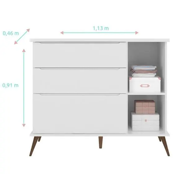 Quarto De Bebê Alice Com Berço Americano Retrô Ana Branco Acetinado Phoenix - Phoenix Baby - Image 6