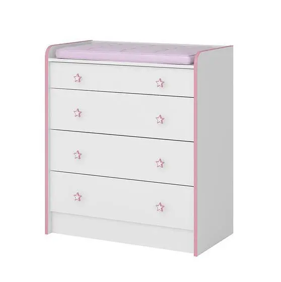 Cômoda P/ Roupas Quarto Infantil Bebê C/ Trocador 4 Gavetas Doce Sonho 2523 - Qmovi - Image 3