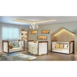 Berço 3 Em 1 Americano Lara Branco Fosco Amadeirado Carolina Baby