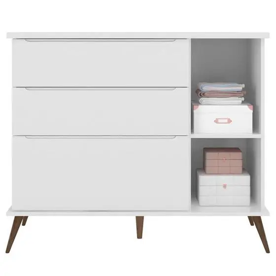 Quarto De Bebê Alice Com Berço Americano Retrô Ana Branco Acetinado Phoenix - Phoenix Baby - Image 5