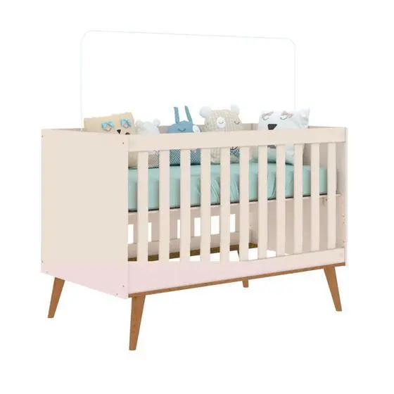 Berço Americano 3 Em 1 Retrô Ludmila Rosê Fosco Com Bétula Carolina Baby - Image 2