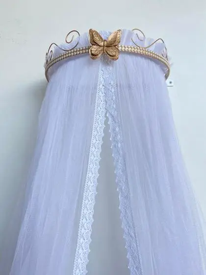 Dossel De Borboleta Com Pérolas (kit2) Dourado - Berço De Luxo - Image 3