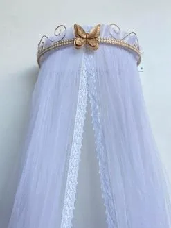 Dossel De Borboleta Com Pérolas (kit2) Dourado - Berço De Luxo