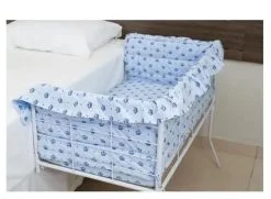 Berço Para Lateral De Cama Acoplado Enxoval Bercinho Azul - BABY LEE
