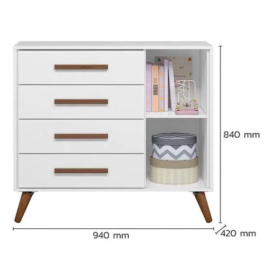 Berço Americano 3820 E Cômoda Infantil 3825 Q Encanto Retrô Branco Brilho - Qmovi - Image 3