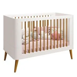 Berço Americano Mila Branco Acetinado Amadeirado - Reller