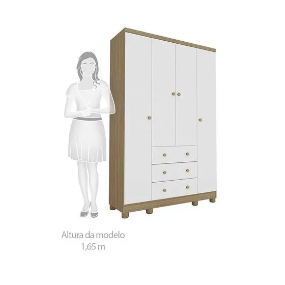 Conjunto Quarto De Bebê Completo Com Berço Americano E Guarda Roupa 4 Portas Com Janelas Mimo Espres - Espresso Móveis - Image 5