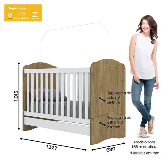 Quarto De Bebê Completo Com Berço 3 Em 1 Guarda-Roupa 3 Portas E Cômoda Giz De Cera Espresso Móveis - Image 2