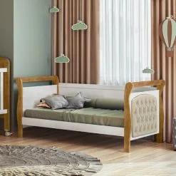 Cama Babá Infantil Com Capitonê Allegra Tigus Baby